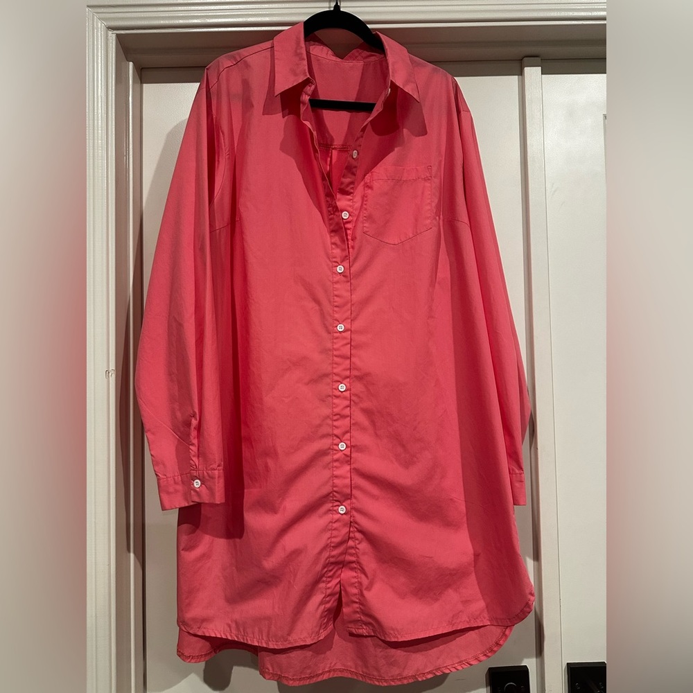Pink Button-Up Shirt Dress